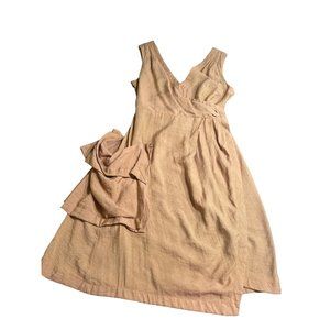 W118 Dress Knee Length Shimmery Bronze Wrap Dress